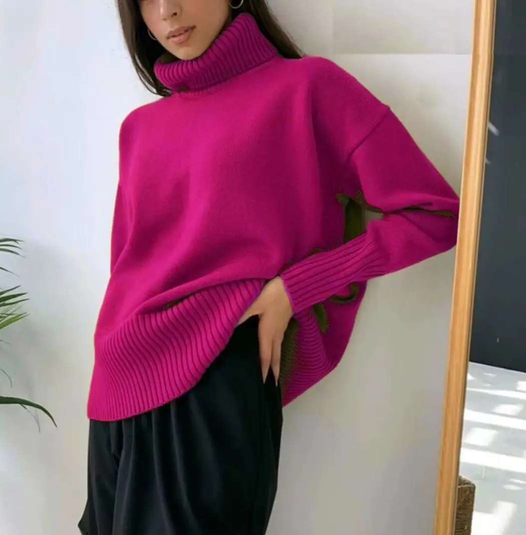 SY655 cross-border Amazon soft and comfortable high lapel solid color pullover not easy to pill solid color trendy Daily