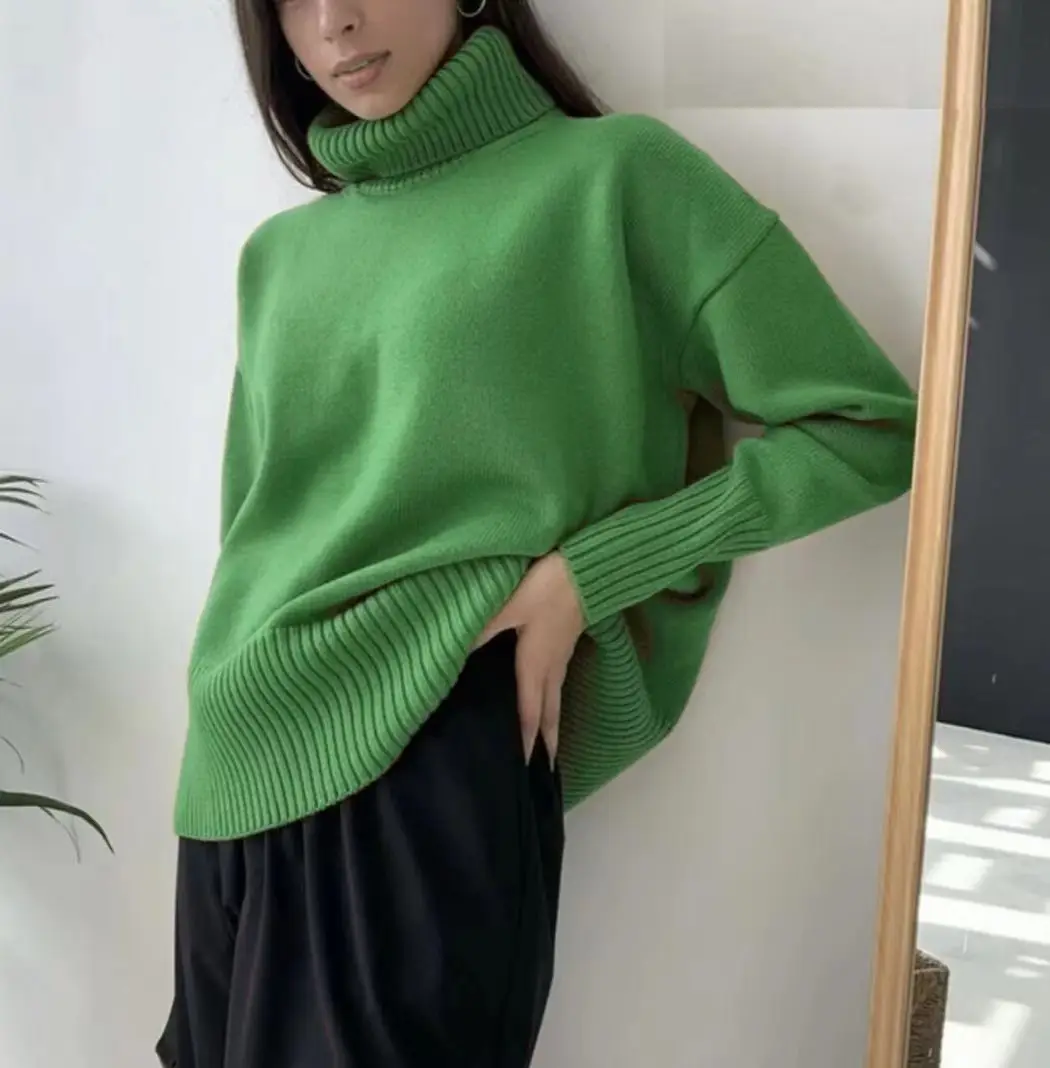 SY655 cross-border Amazon soft and comfortable high lapel solid color pullover not easy to pill solid color trendy Daily