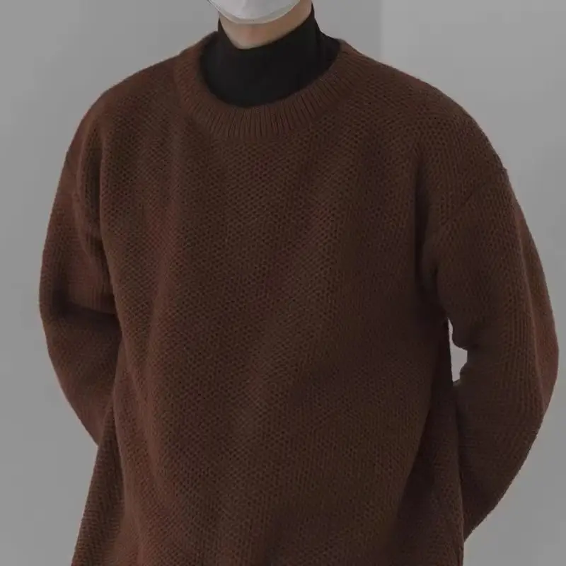 Men's Loose Fit Sweater Set Beige Black All Season