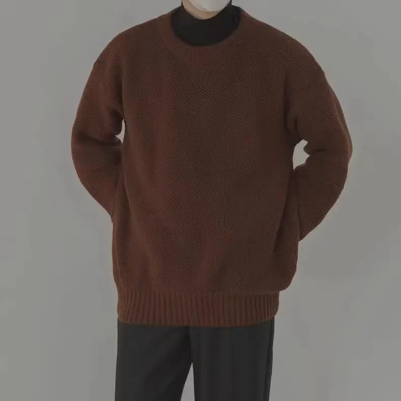 Men's Loose Fit Sweater Set Beige Black All Season — feature 12