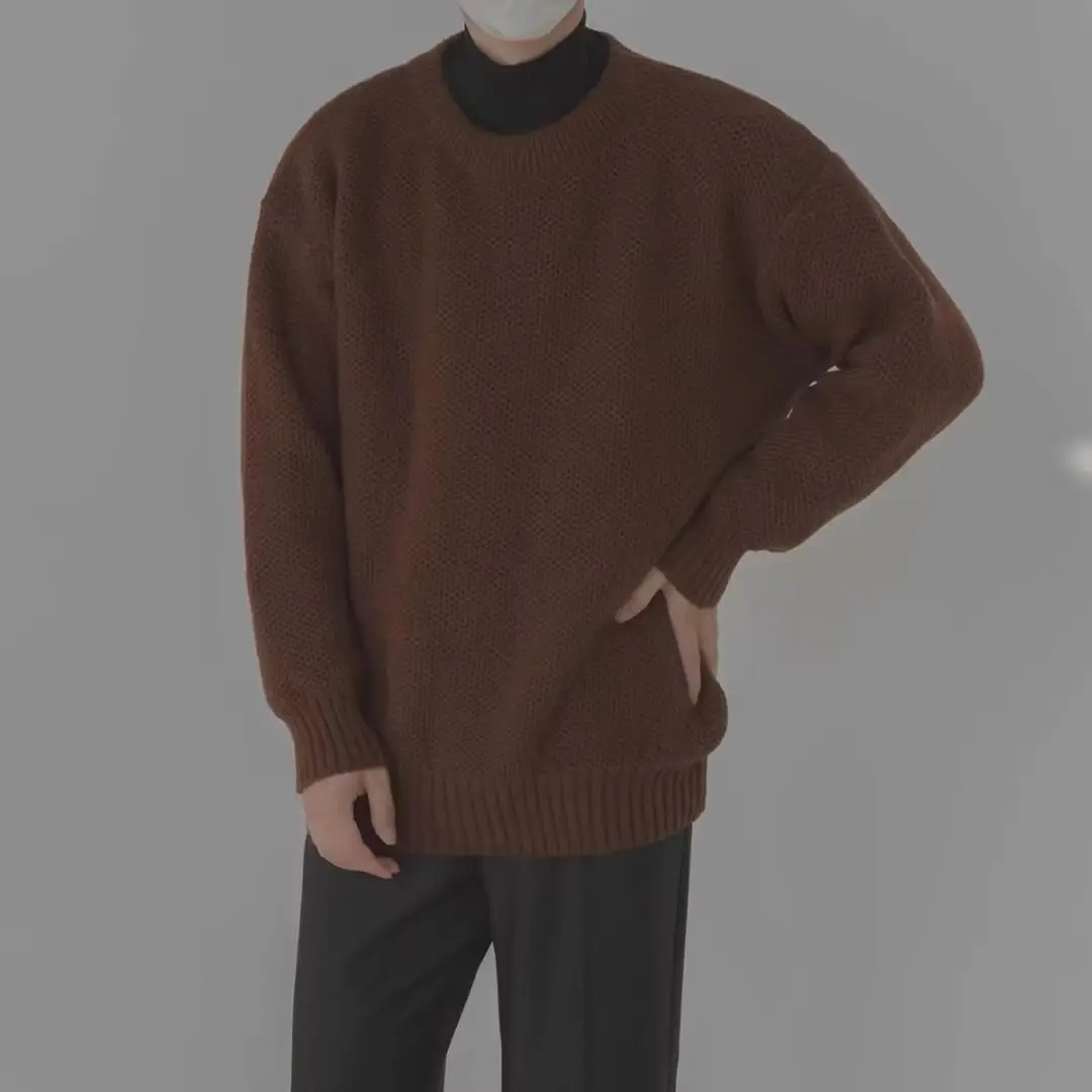 Men's Loose Fit Sweater Set Beige Black All Season — feature 13