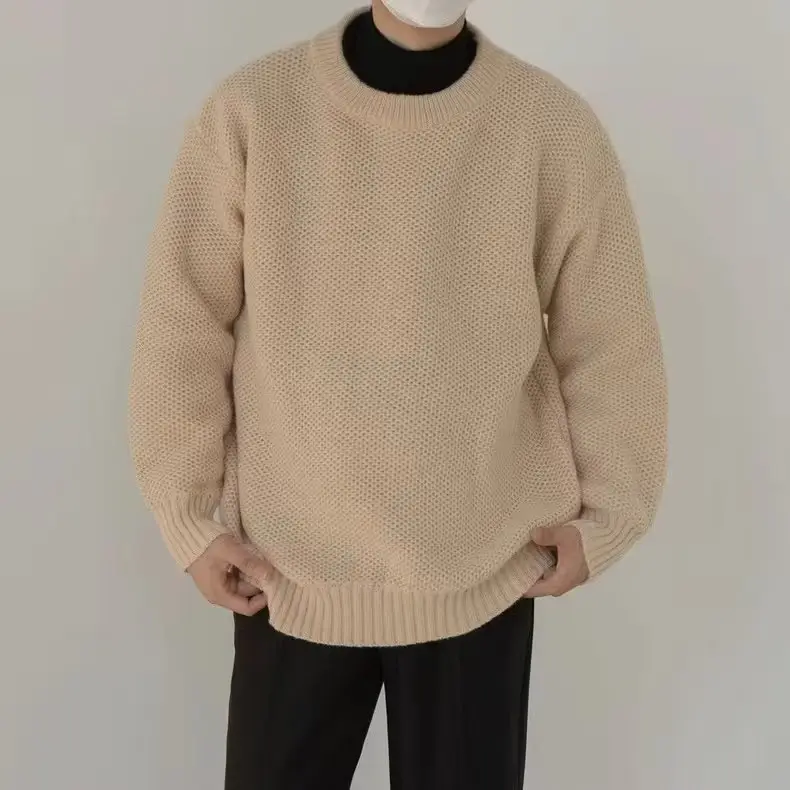 Men's Loose Fit Sweater Set Beige Black All Season — feature 19