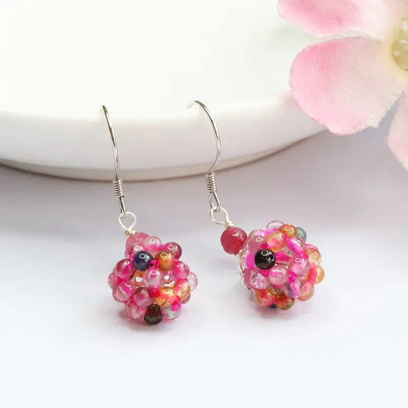 Guan Yu Inlaid Natural Tourmaline Earrings for Women - Image 3