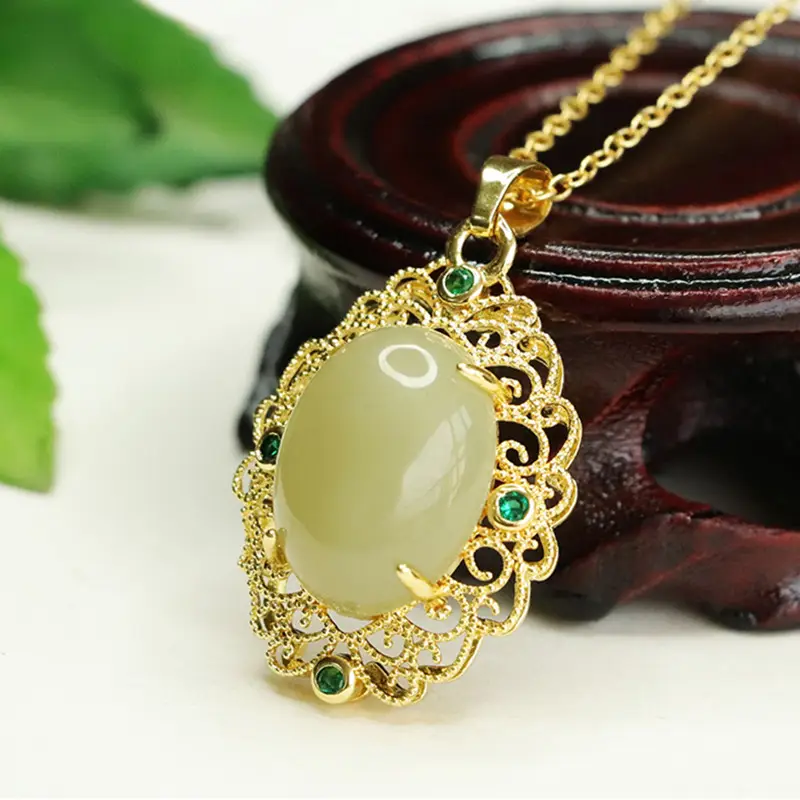 Aiyu Natural Hetian Jade Pendant Necklace Clear Water Material - Image 3