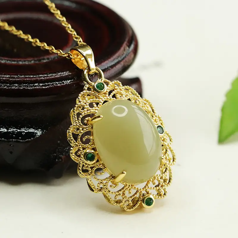 Aiyu Natural Hetian Jade Pendant Necklace Clear Water Material - Image 4