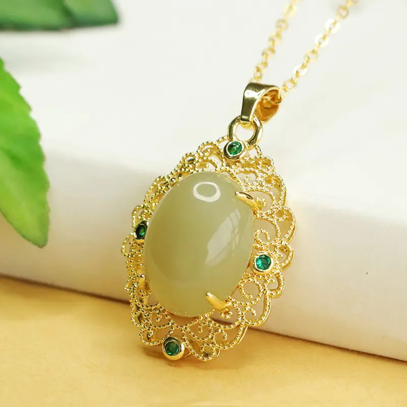 Aiyu Natural Hetian Jade Pendant Necklace Clear Water Material - Image 5