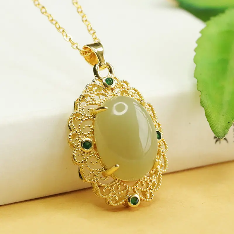 Aiyu Natural Hetian Jade Pendant Necklace Clear Water Material — feature 11