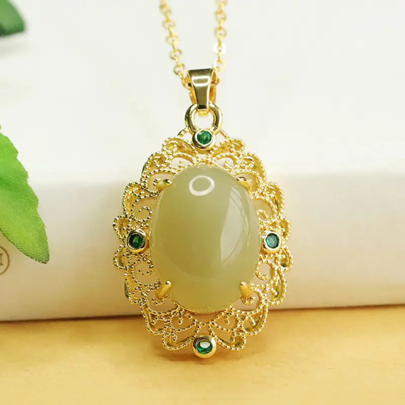 Aiyu Natural Hetian Jade Pendant Necklace Clear Water Material — feature 7