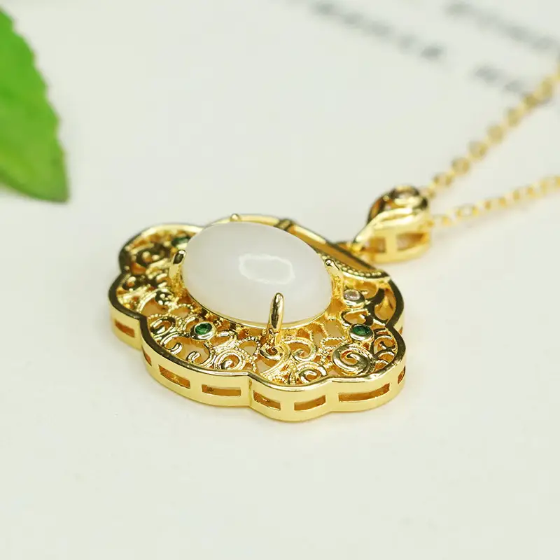 Aiyu Jade Pendant Necklace with Palace Design - Image 5