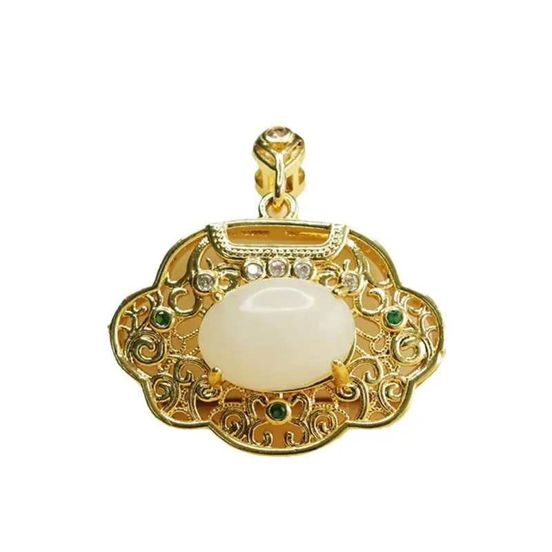Aiyu Jade Pendant Necklace with Palace Design - Image 6