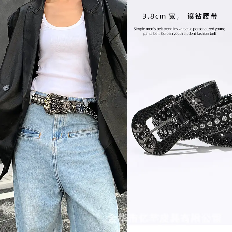 Black Rhinestone Crossbody Belt for Women