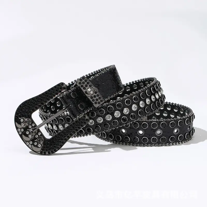 Black Rhinestone Crossbody Belt for Women