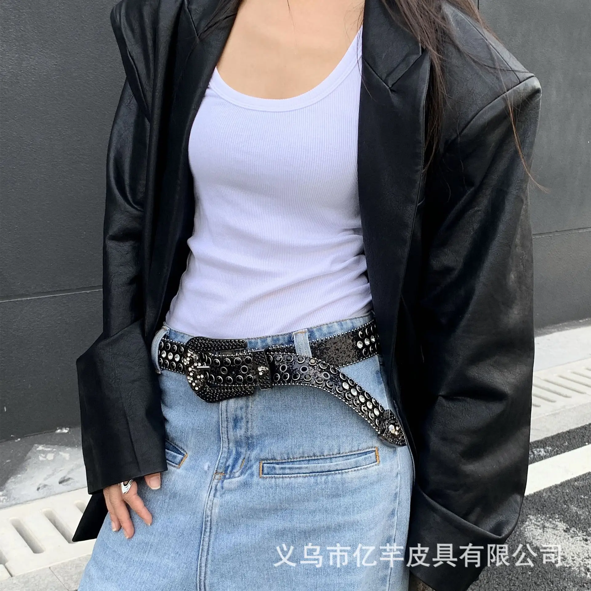 Black Rhinestone Crossbody Belt for Women — feature 22
