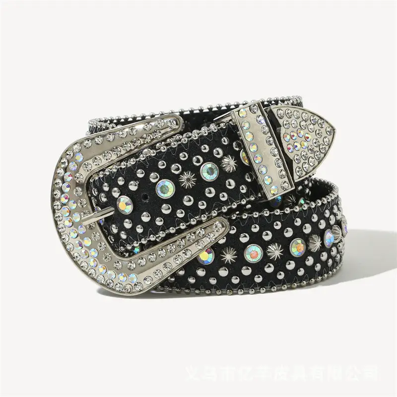 Black Rhinestone Crossbody Belt for Women