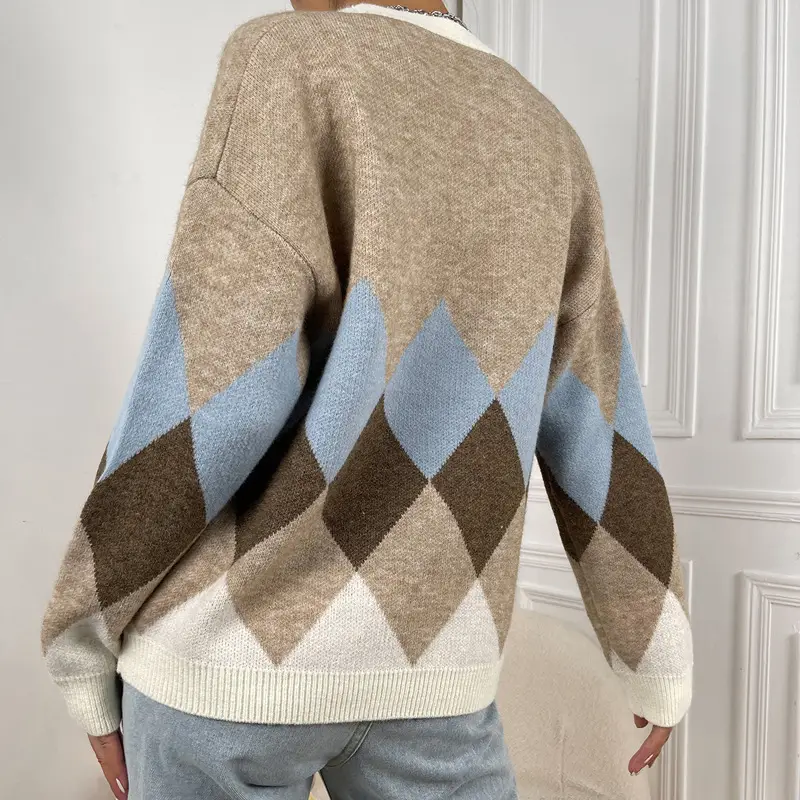 2025 V-Neck Knit Viscose Diamond Spalung Vest