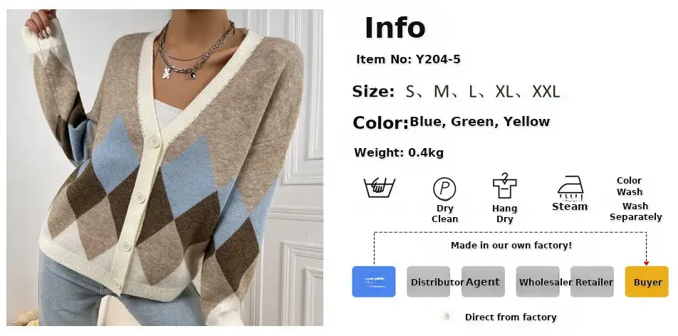 2025 V-Neck Knit Viscose Diamond Spalung Vest — feature 1