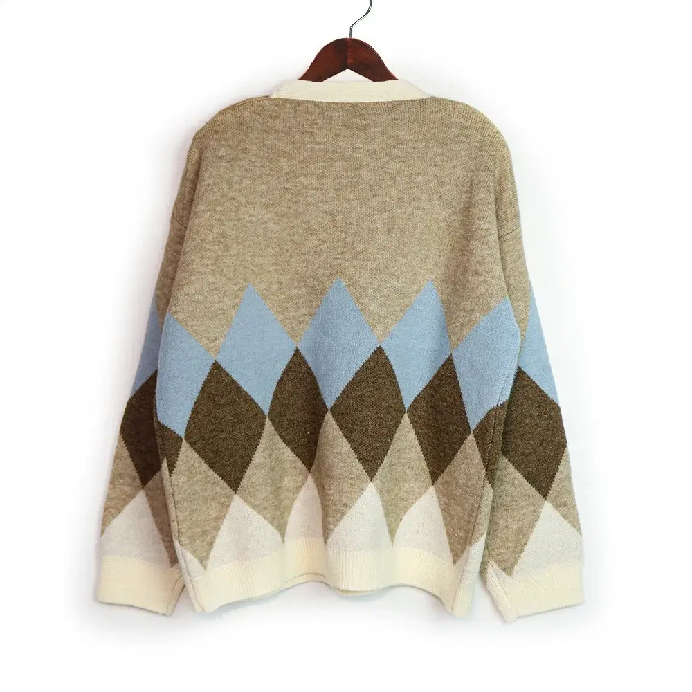 2025 V-Neck Knit Viscose Diamond Spalung Vest — feature 12