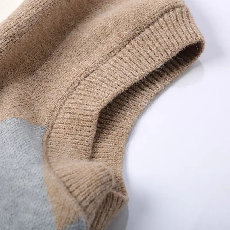 2025 V-Neck Knit Viscose Diamond Spalung Vest — feature 29