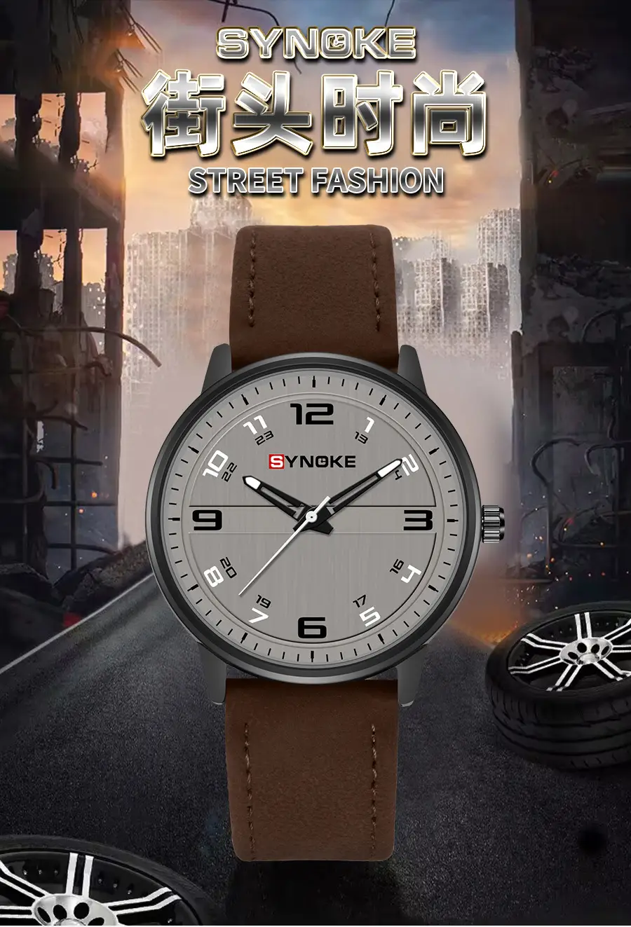Retro Men's Quartz Watch Olive Belt 120mm — feature 1