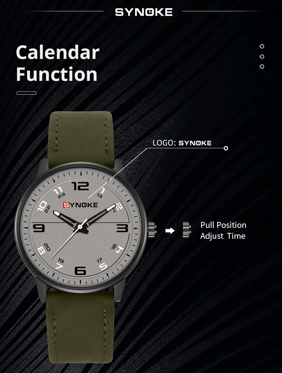 Retro Men's Quartz Watch Olive Belt 120mm — feature 20
