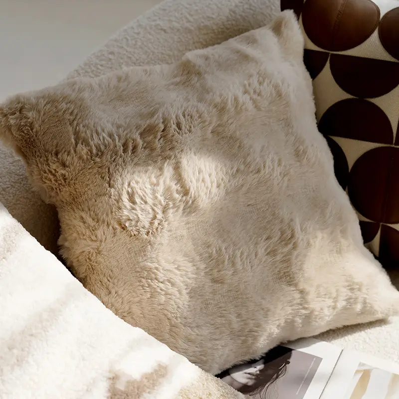 Cream Knotted Pillowcase Sofa Decor Brown Cushion - Image 11
