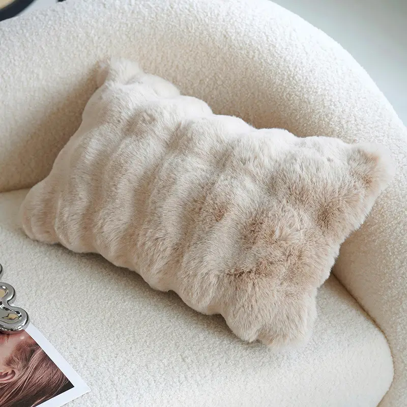 Cream Knotted Pillowcase Sofa Decor Brown Cushion - Image 12