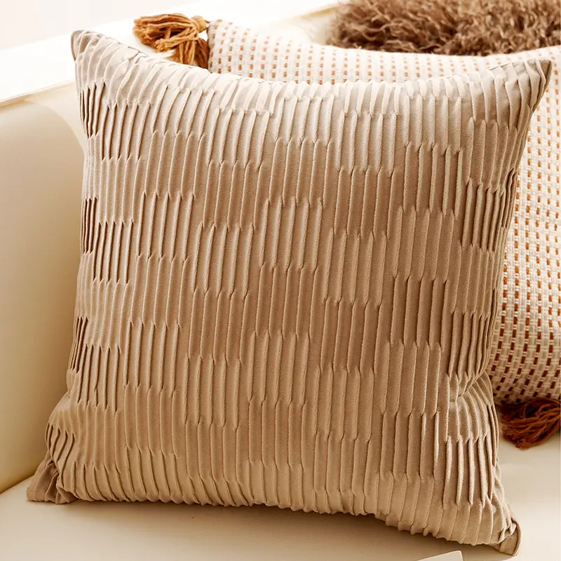 Cream Knotted Pillowcase Sofa Decor Brown Cushion - Image 13