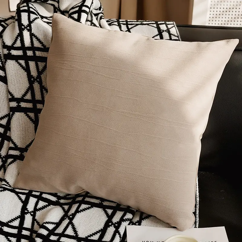 Cream Knotted Pillowcase Sofa Decor Brown Cushion - Image 15