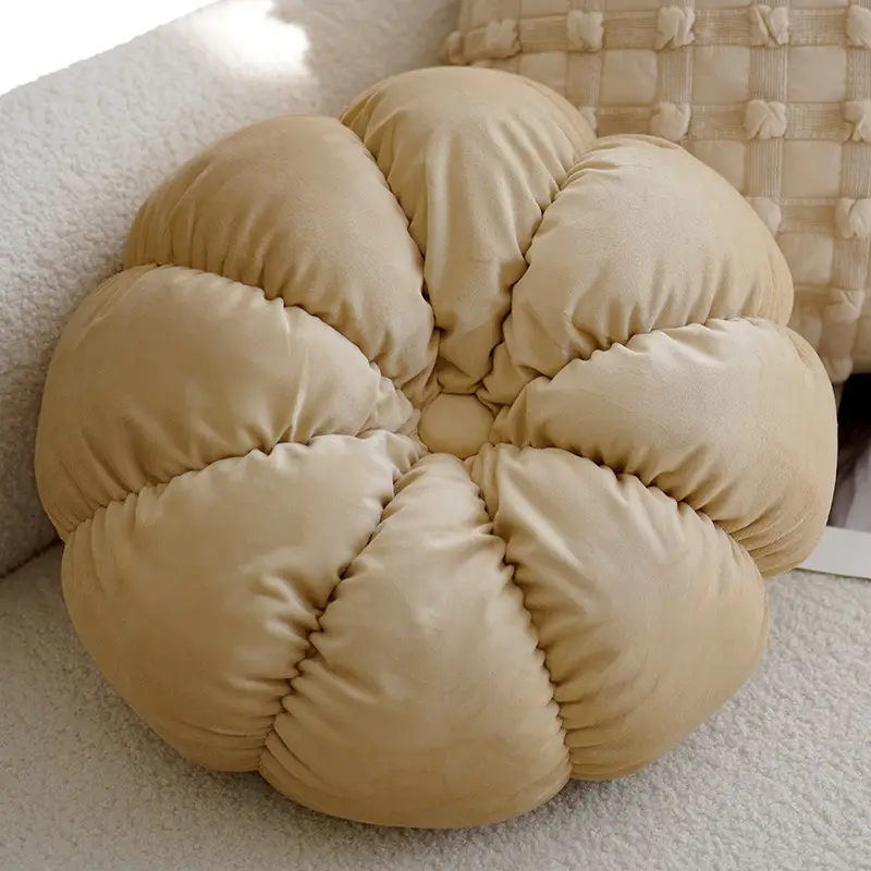 Cream Knotted Pillowcase Sofa Decor Brown Cushion - Image 8