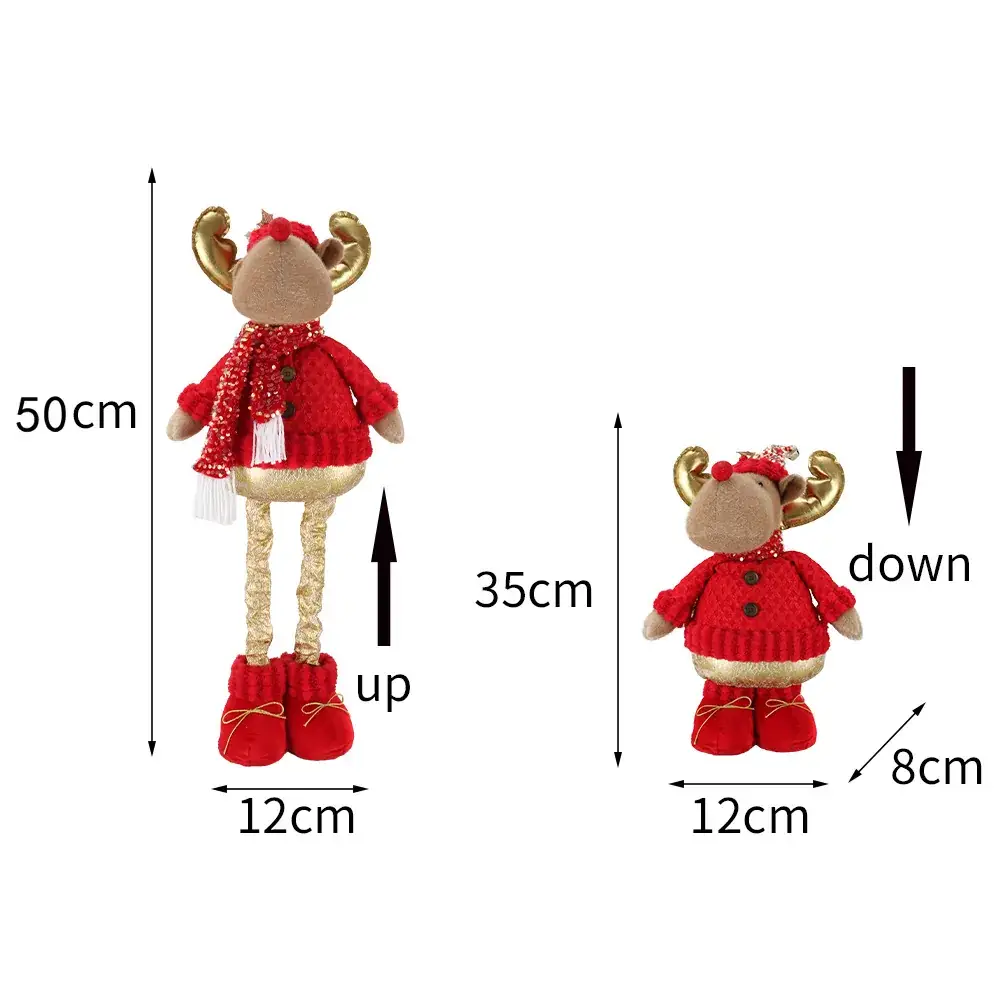Christmas Gnome Doll 50cm Red Gold Telescopic Leg
