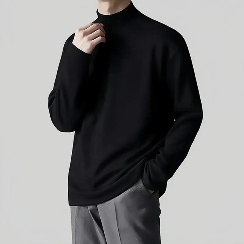 Men Velvet Thermal Shirt Beige Long Sleeve Collar - Image 2
