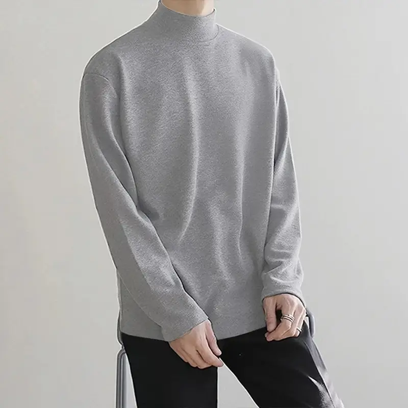 Men Velvet Thermal Shirt Beige Long Sleeve Collar - Image 5