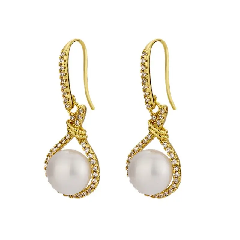 Pearl Drop Earrings for Women, Gold Plated, Drop Shaped - Image 5
