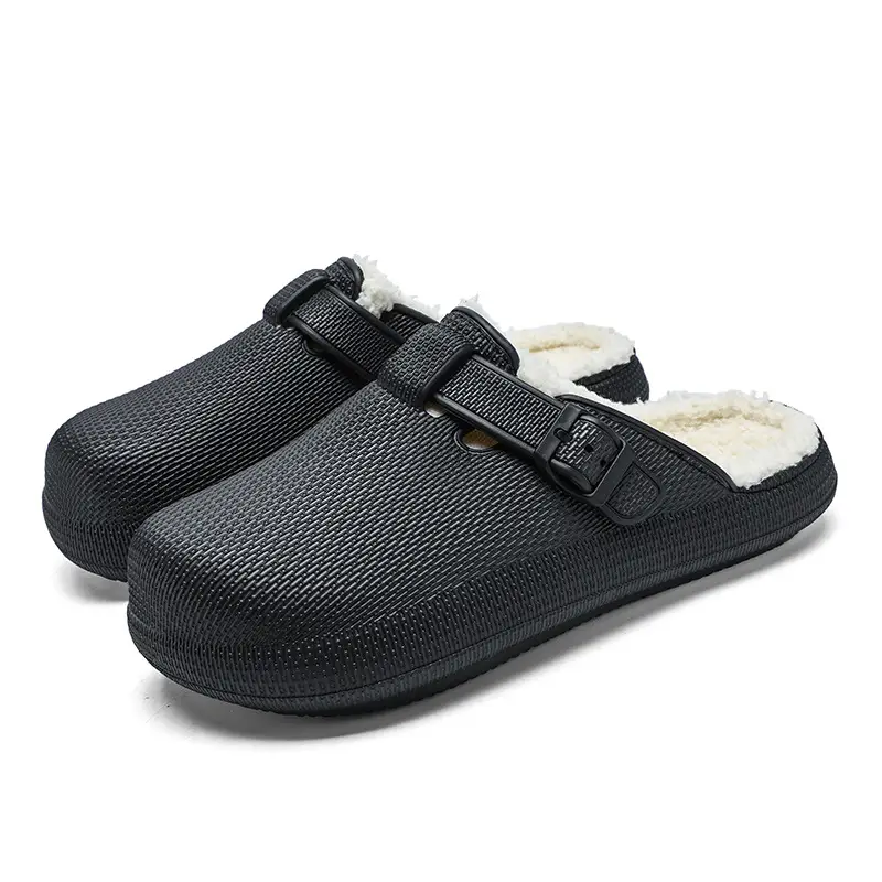 Winter new men's fashion casual waterproof cotton slippers toe-wrapped shoes fleece-lined warm home shoes woolen slippers - Image 5