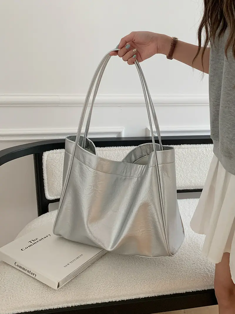 Brown Large Capacity Leather Tote Bag for Women — feature 21