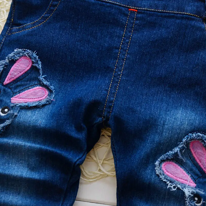 Girls Denim Overalls with Polka Dot Bow 1-4Y - Image 4