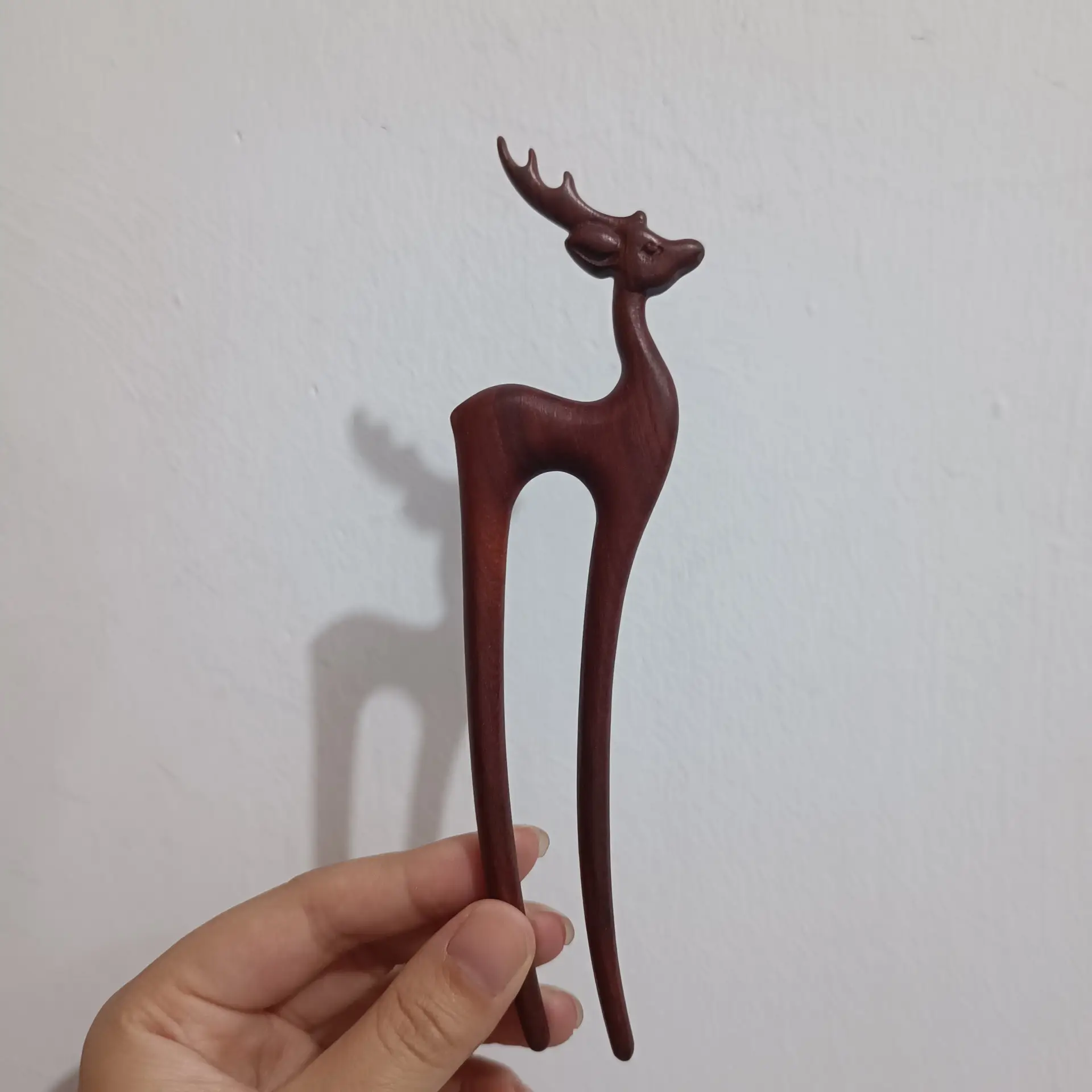 Retro Red Sandalwood Deer Hairpin Updo - Image 5