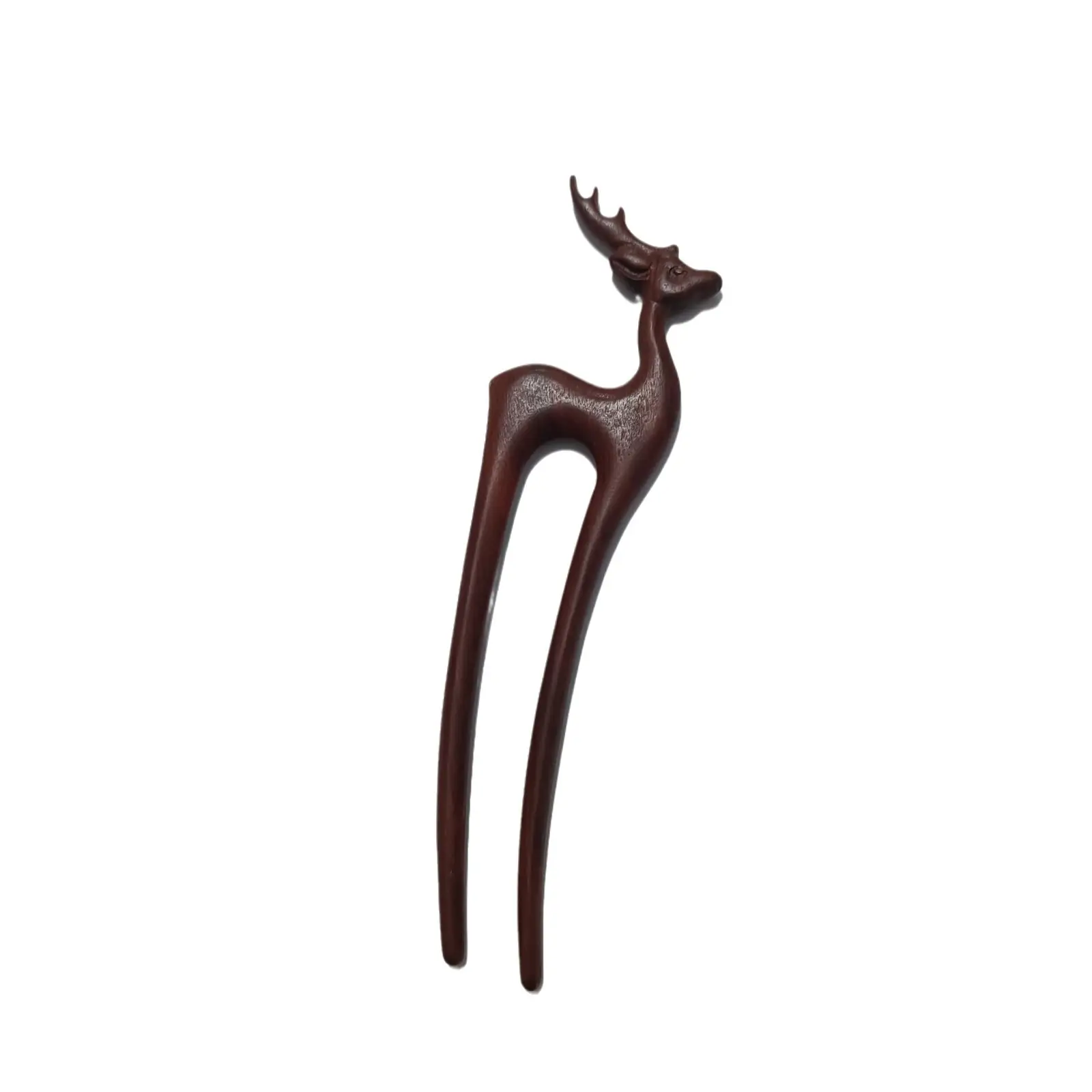 Retro Red Sandalwood Deer Hairpin Updo - Image 6