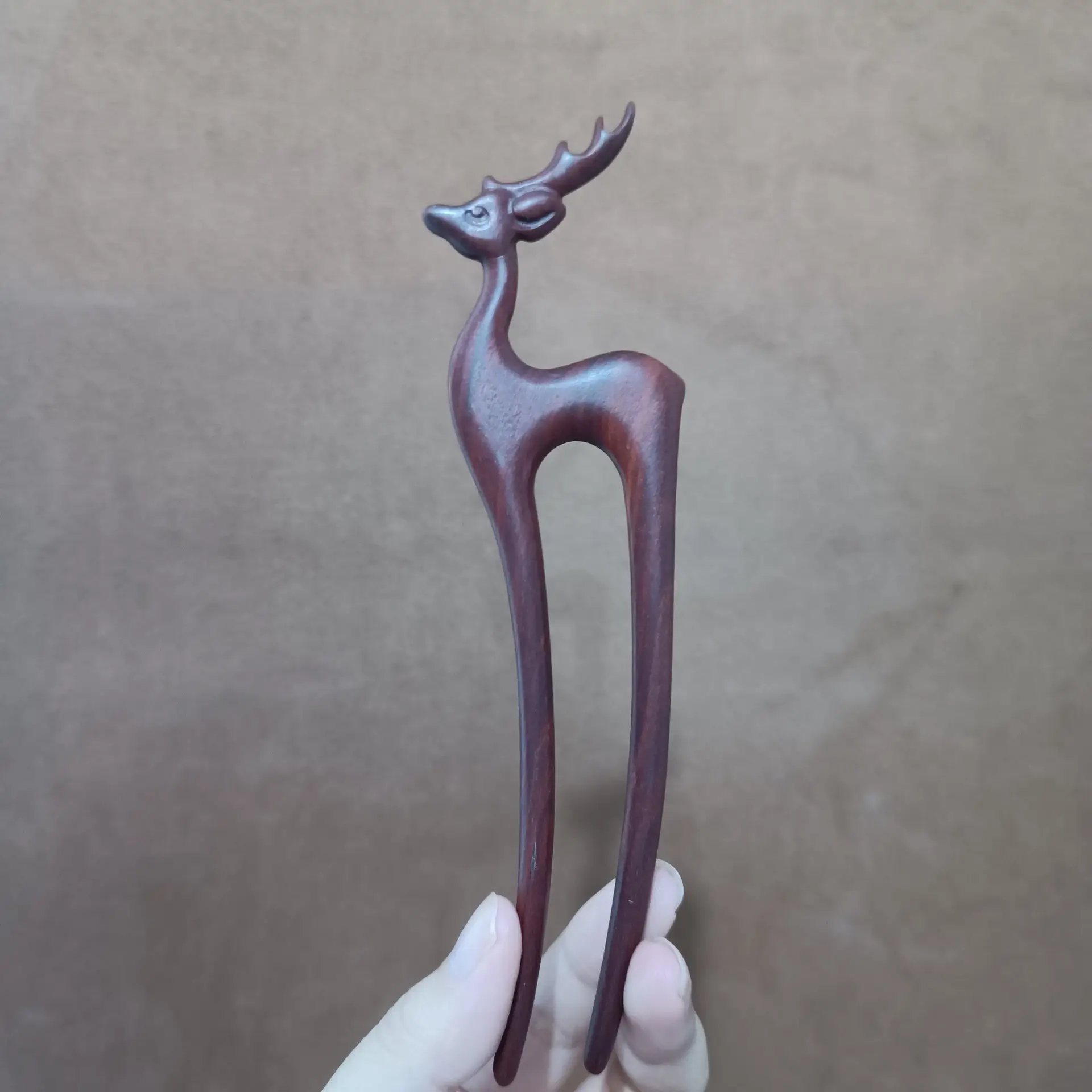Retro Red Sandalwood Deer Hairpin Updo — feature 3
