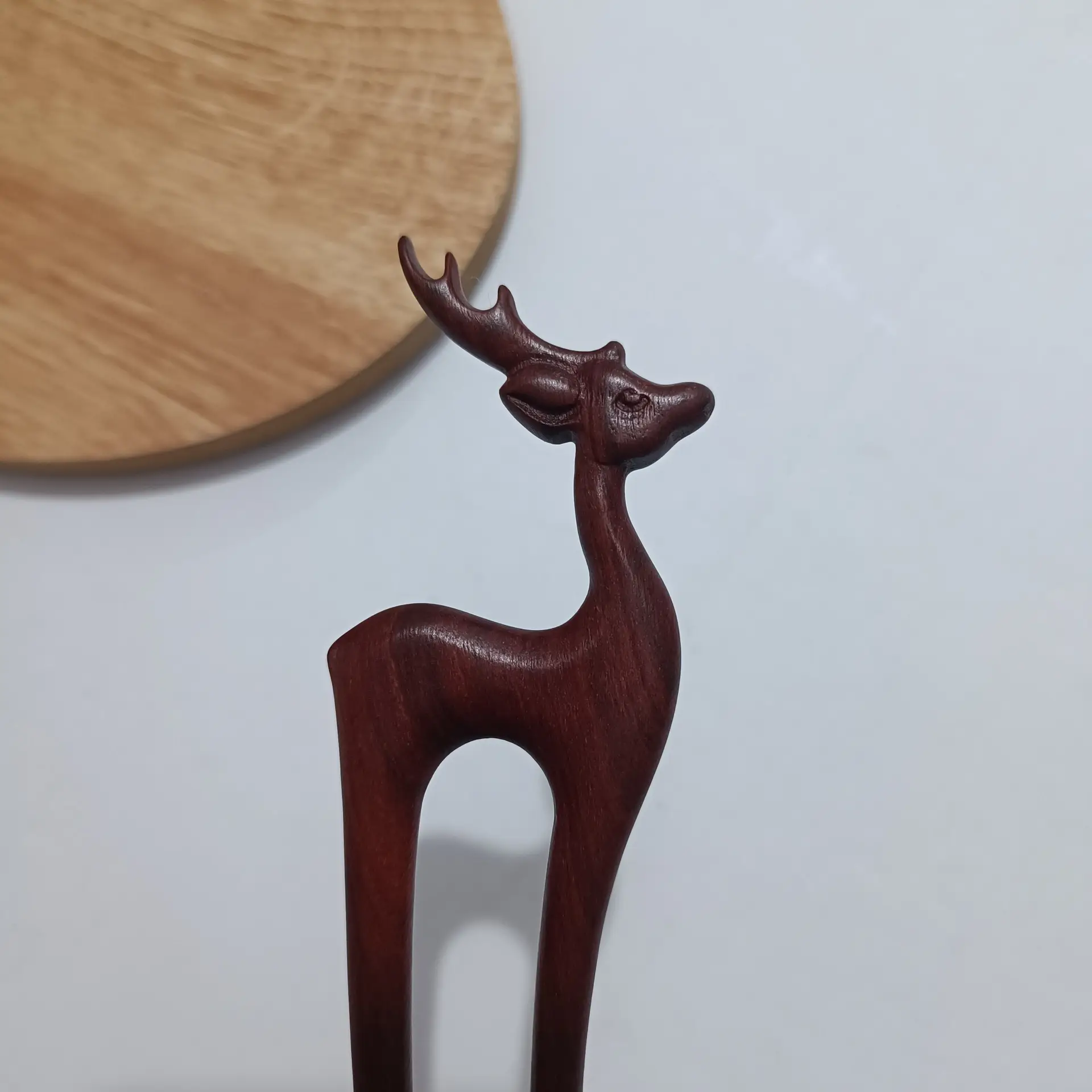 Retro Red Sandalwood Deer Hairpin Updo — feature 4