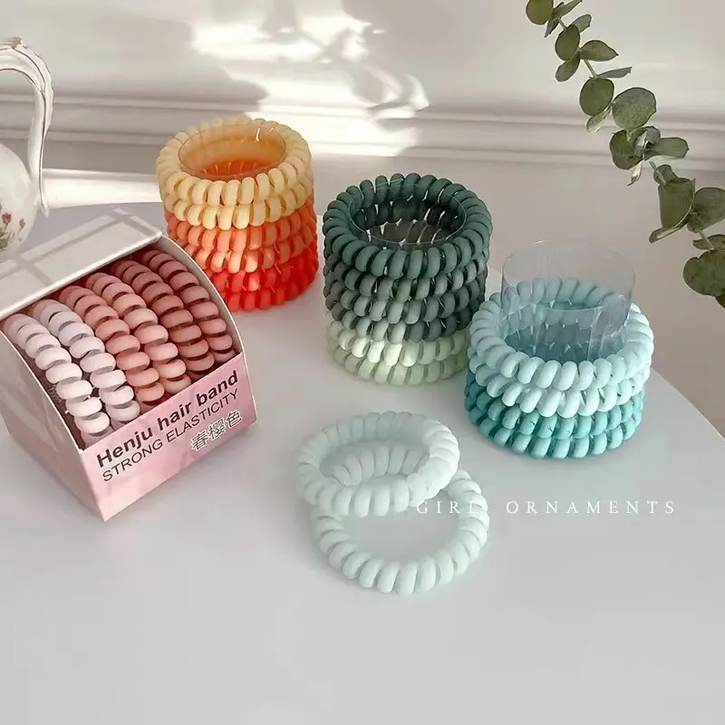 6 Gradient Hair Bands for Women Strong Elasticity Leather Case