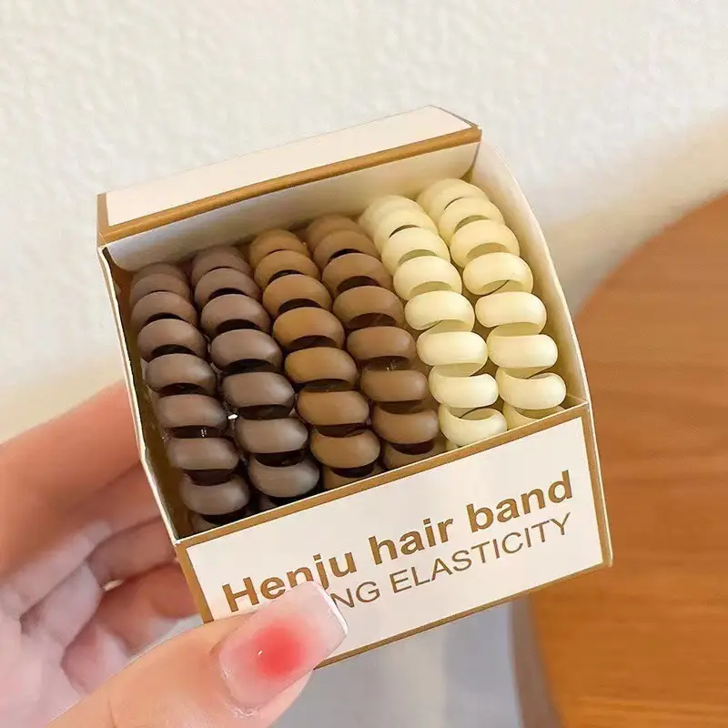 6 Gradient Hair Bands for Women Strong Elasticity Leather Case