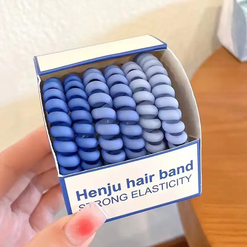 6 Gradient Hair Bands for Women Strong Elasticity Leather Case