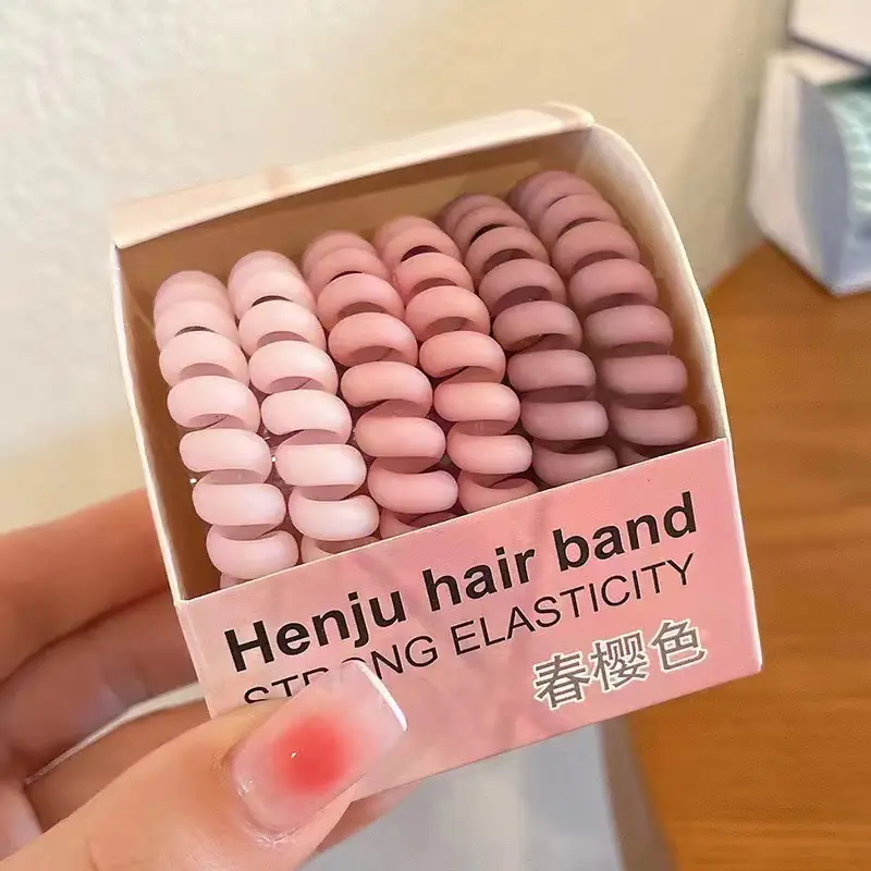 6 Gradient Hair Bands for Women Strong Elasticity Leather Case