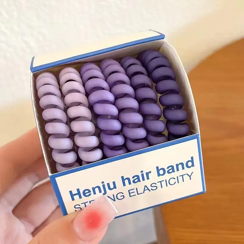 6 Gradient Hair Bands for Women Strong Elasticity Leather Case