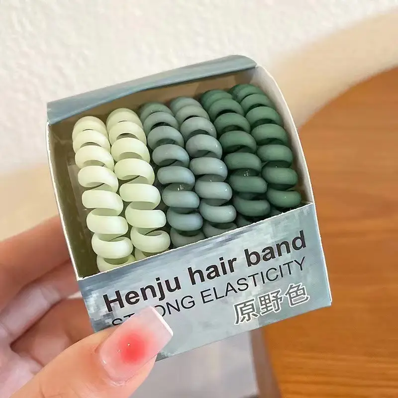 6 Gradient Hair Bands for Women Strong Elasticity Leather Case