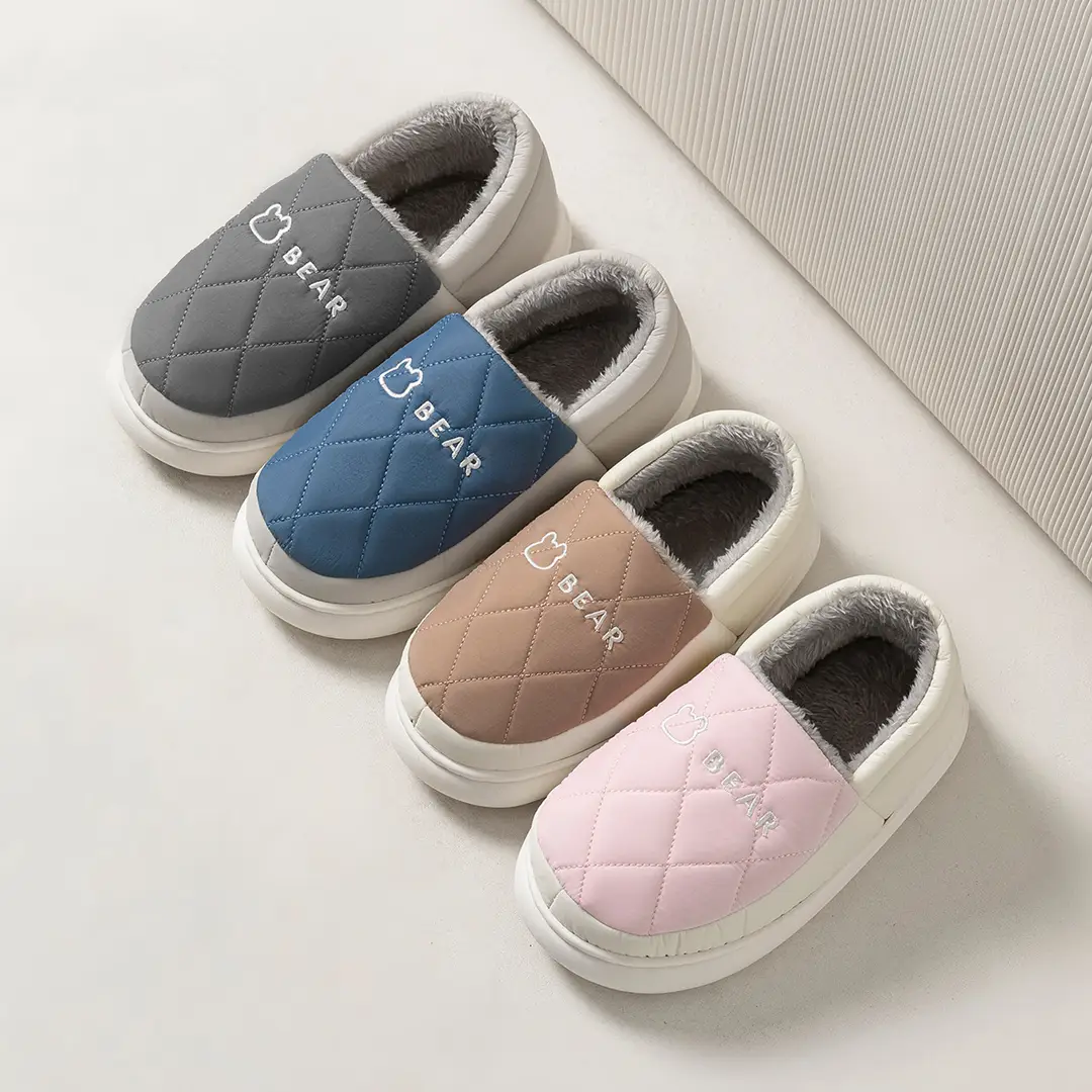 Lidani waterproof cotton slippers autumn and winter women's all-inclusive heel indoor plush warm waterproof cotton shoes for men - Image 6