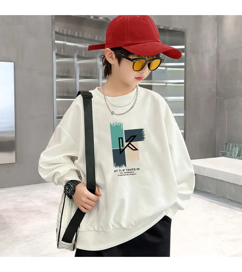 White Graphic Sweatshirt for Boys Medium to XL — feature 7