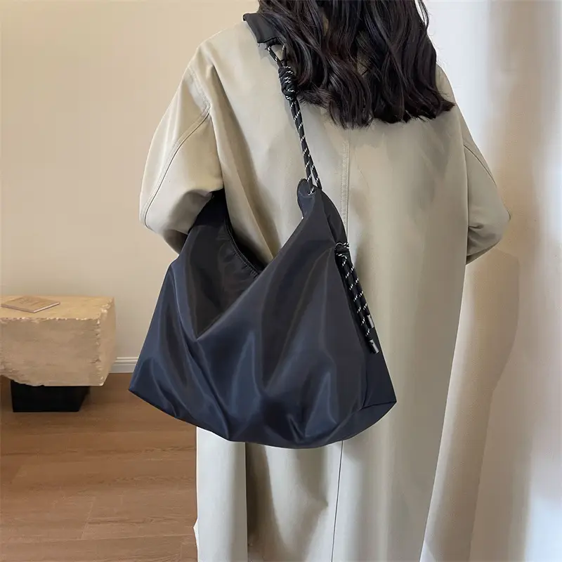 Beige Nylon Shoulder Bag for Students - Image 5