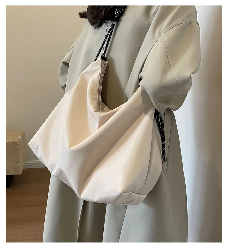 Beige Nylon Shoulder Bag for Students — feature 1